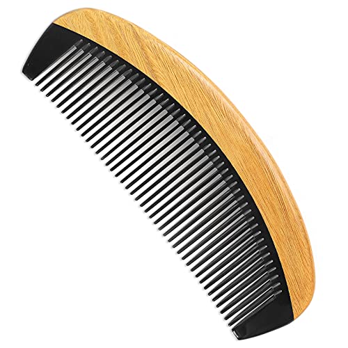 Onedor 100% Handmade Natural Green Sandalwood With Buffalo Horn Hair Combs