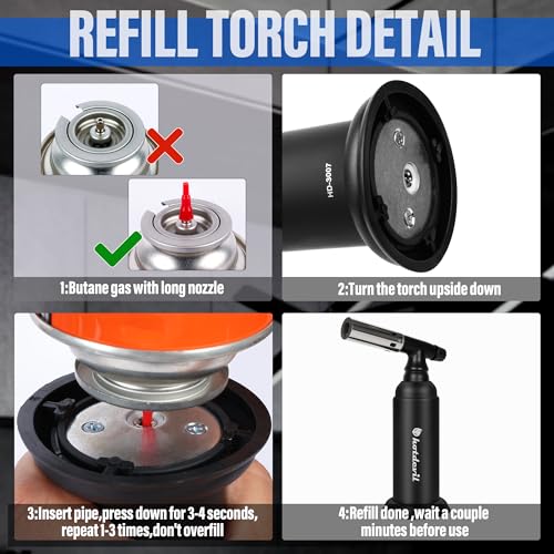 Hotdevil 20g Big Butane Torch Refillable Soldering Industrial Torch Blow Cooking Adjustable Single Flames Torch Lighter with Safety Lock for Soldering Baking Welding DIY Crafts(Butane Gas Not Include)