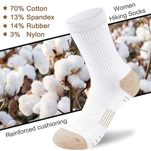 Image of Crew Socks Women Athletic Hiking Running Cushioned Compression Socks 3-5 Pairs