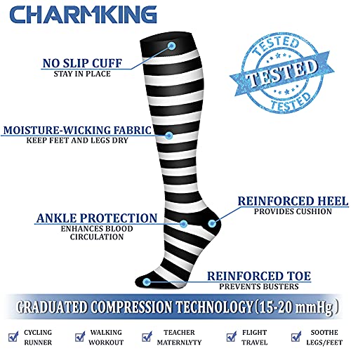 image for CHARMKING Compression Socks for Women & Men (8 Pairs) 15-20 mmHg Gradu
