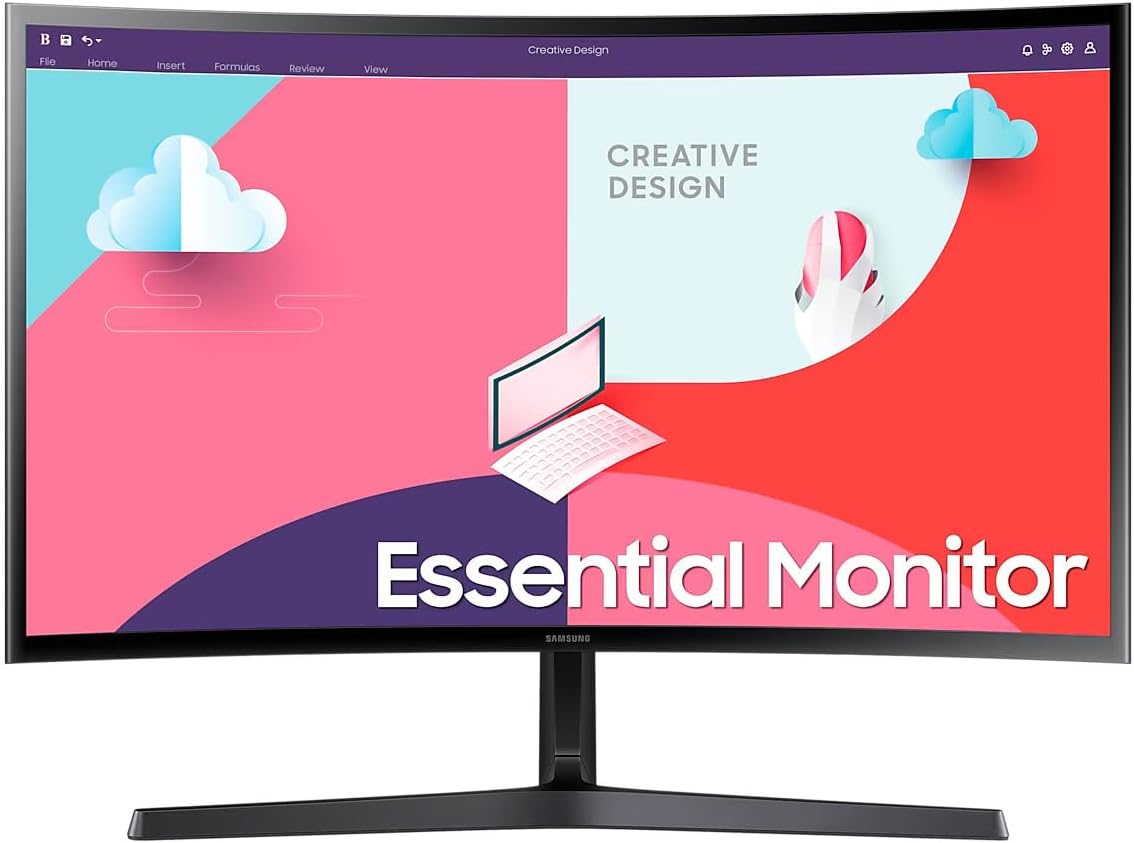 Samsung 24-Inch(59.8Cm) Fhd, 75 Hz, 1800R Curved Monitor, Va Panel, Slim Design, Amd Freesync, Game Mode, Flicker Free, Hdmi, Audio Port (Ls24C366Eawxxl, Black), LED