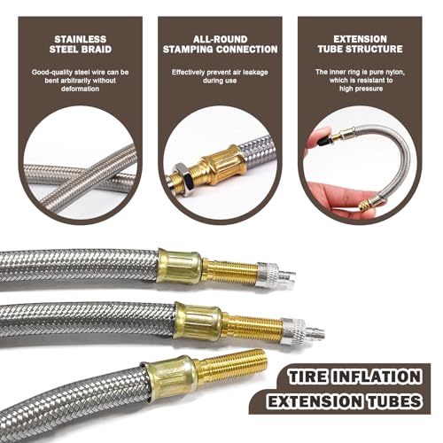 Image of 100mm 210mm 350mm Universal Flexible Tire Valve Extension, Flexible Tire Valve Stem Extension, Stainless Steel Valve Stem Extenders, Flexible Valve Stem Extenders, Flexible Tyre Valve Stem Extension