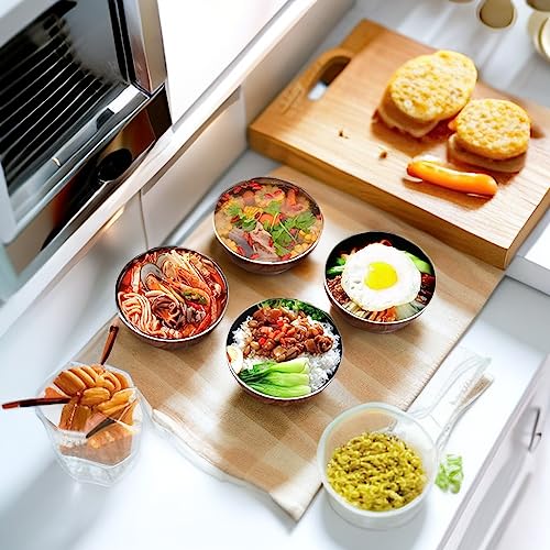 Ceiteo SILVER BOWL 28 Oz Stainless Steel Large Bowls Set Of 6, Metal Double-Walled Insulated Noodle Soup Bowls thumb #6