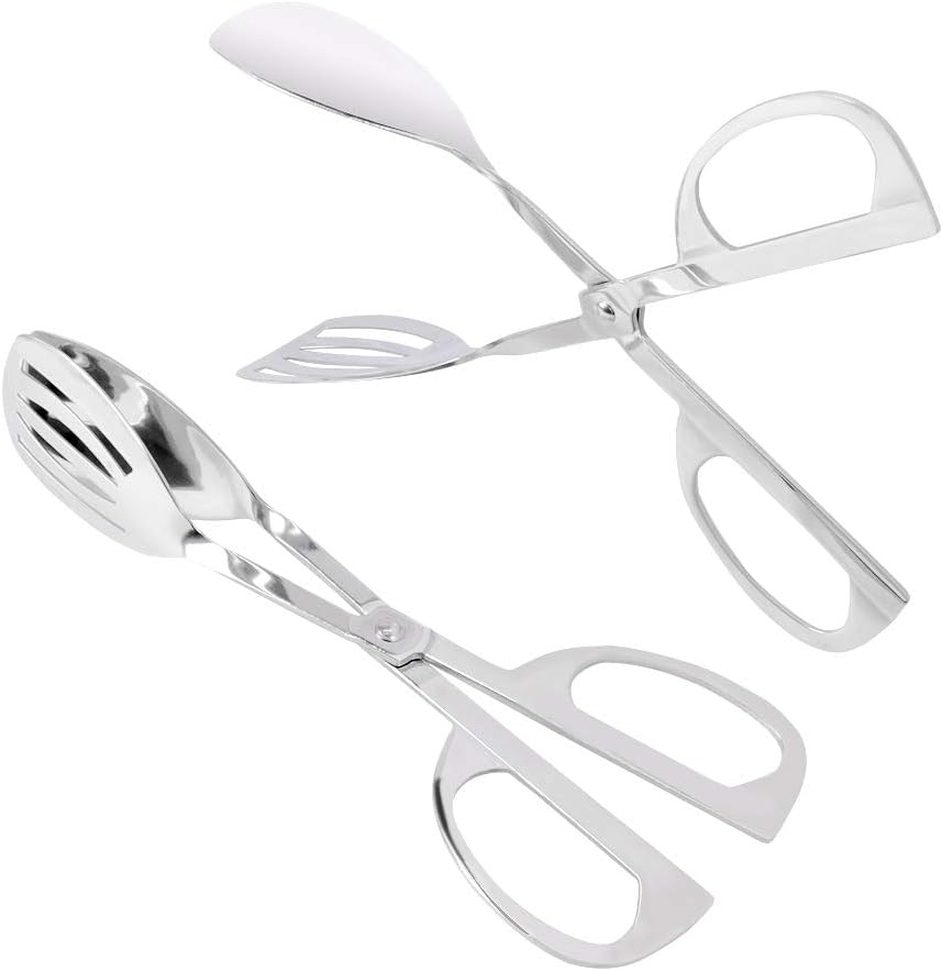 Salad Tongs, Kmeivol Serving Tongs, Heavy Duty Stainless Steel Polished Salad Servers 2 Pack, Buffet Party Catering Serving Tongs, Durable Salad Servers for Kitchen, Thickening Food Serving Tongs Set