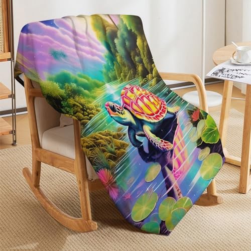 Manta para sofá de forro polar suave con estampado de tortugas 5