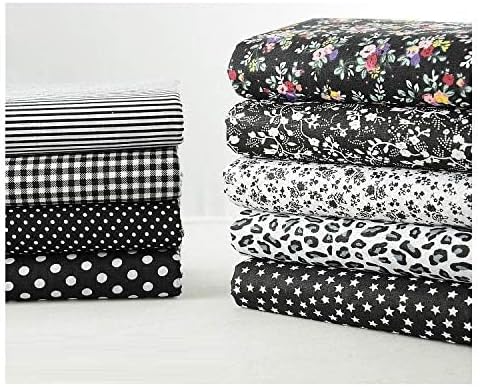 AMORNPHAN Black Series Squares Floral Cotton Bundles Quilting Fabric for Patchwork Needlework DIY Handmade Sewing Face Mask Precut Scrapbooking Cloth Crafts Pillows 10"x10" (25x25 Cm.) Set of 9 Pieces image 3