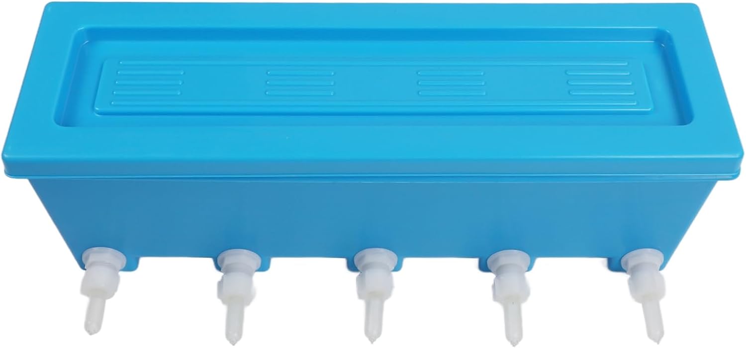 Sorandy Silicone Lamb Drink Feeder, Farm Livestock Breeding Feeder, Vertical Type Calf Feeding Bottle with 5 Nipples Wall Mounted 8L Livestock Milk Feeding Bucket for Nursing Animal Lamb