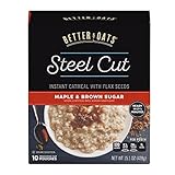 Post Better Oats Steel Cut Instant Oatmeal, whole grain, Maple and Brown Sugar flavor, 15.1 Ounce