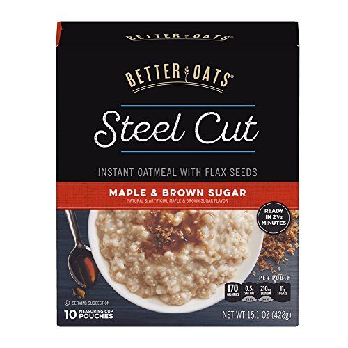 Post Better Oats Steel Cut Instant Oatmeal, whole grain, Maple and Brown Sugar flavor, 15.1 Ounce