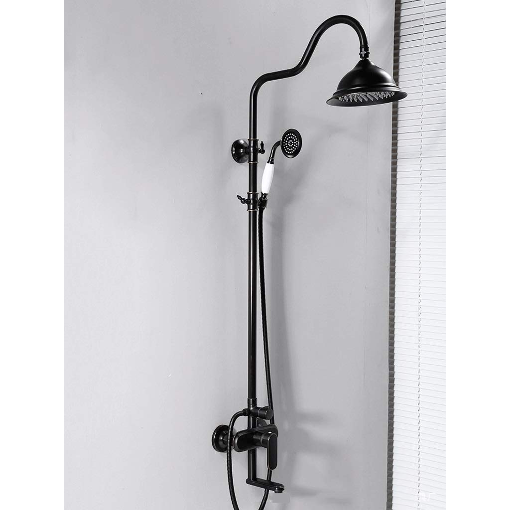 Buse de douche relevable et mitigeur rétro noir pour un bain relaxant