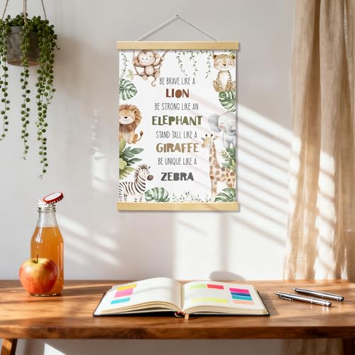 YUISLE Safari Jungle Animals Nursery Wall Decor, Animal Nursery Poster Hanger Frame for Classroom Bedroom, Animals Motivational Wall Art, 12x16 Inch-A18 - Image 6