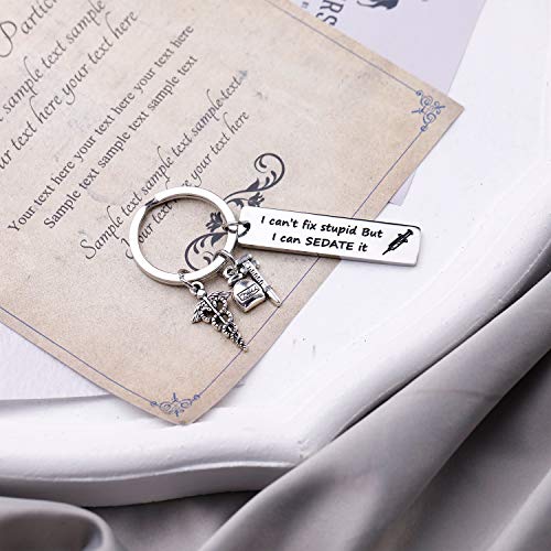 Eigso Funny Nurse Gift Nurse Keychain I Can't Fix Stupid But I Can Sedate It Nurse Appreciation Gift Nurse Graduation Gift(Sedate Kr) #TOP1