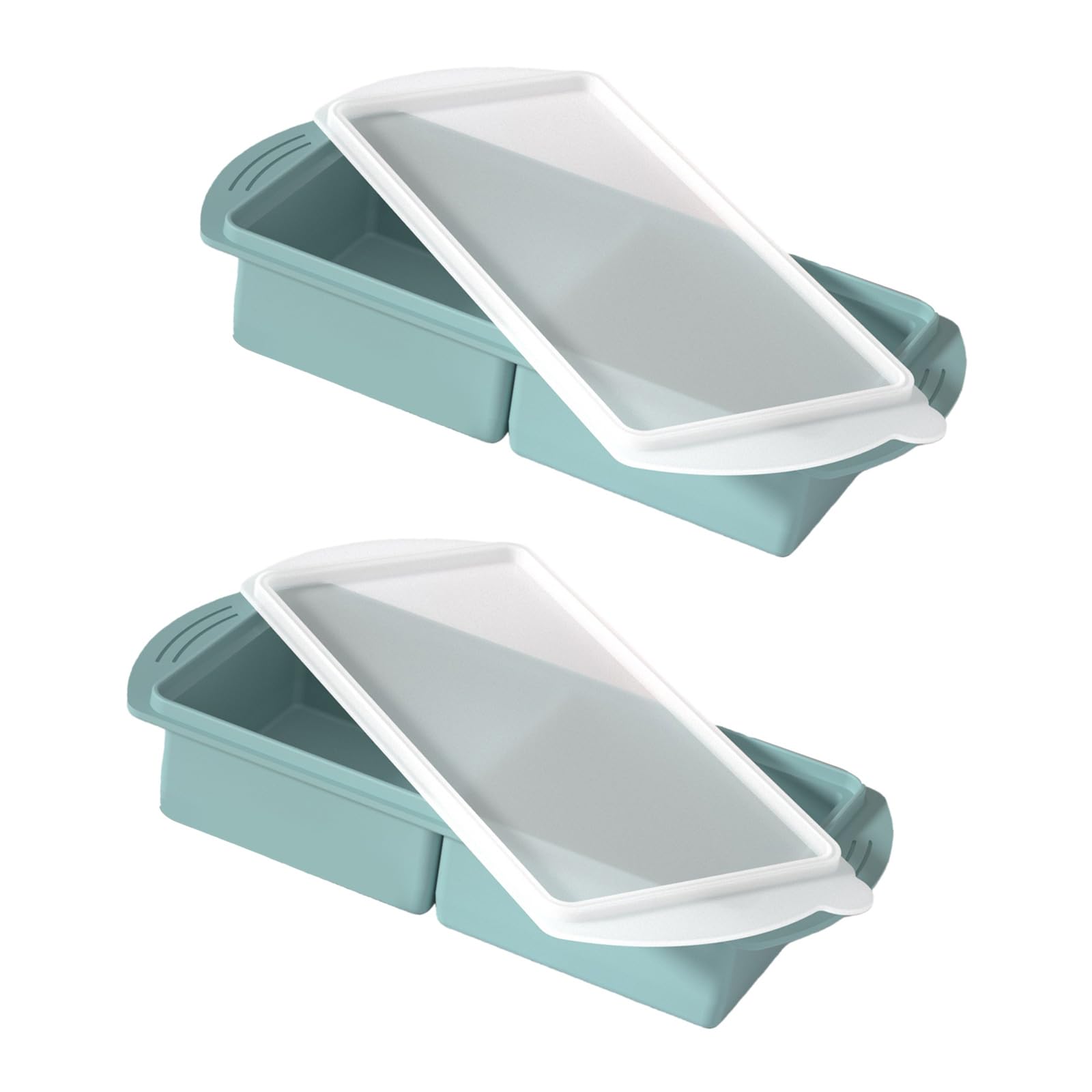 Juego de 2 bandejas grandes de bloques de hielo con cubiertas protectoras ABS resistente para congelar sopas, salsas y bebidas, agarre antideslizante, juego de bandejas de hielo