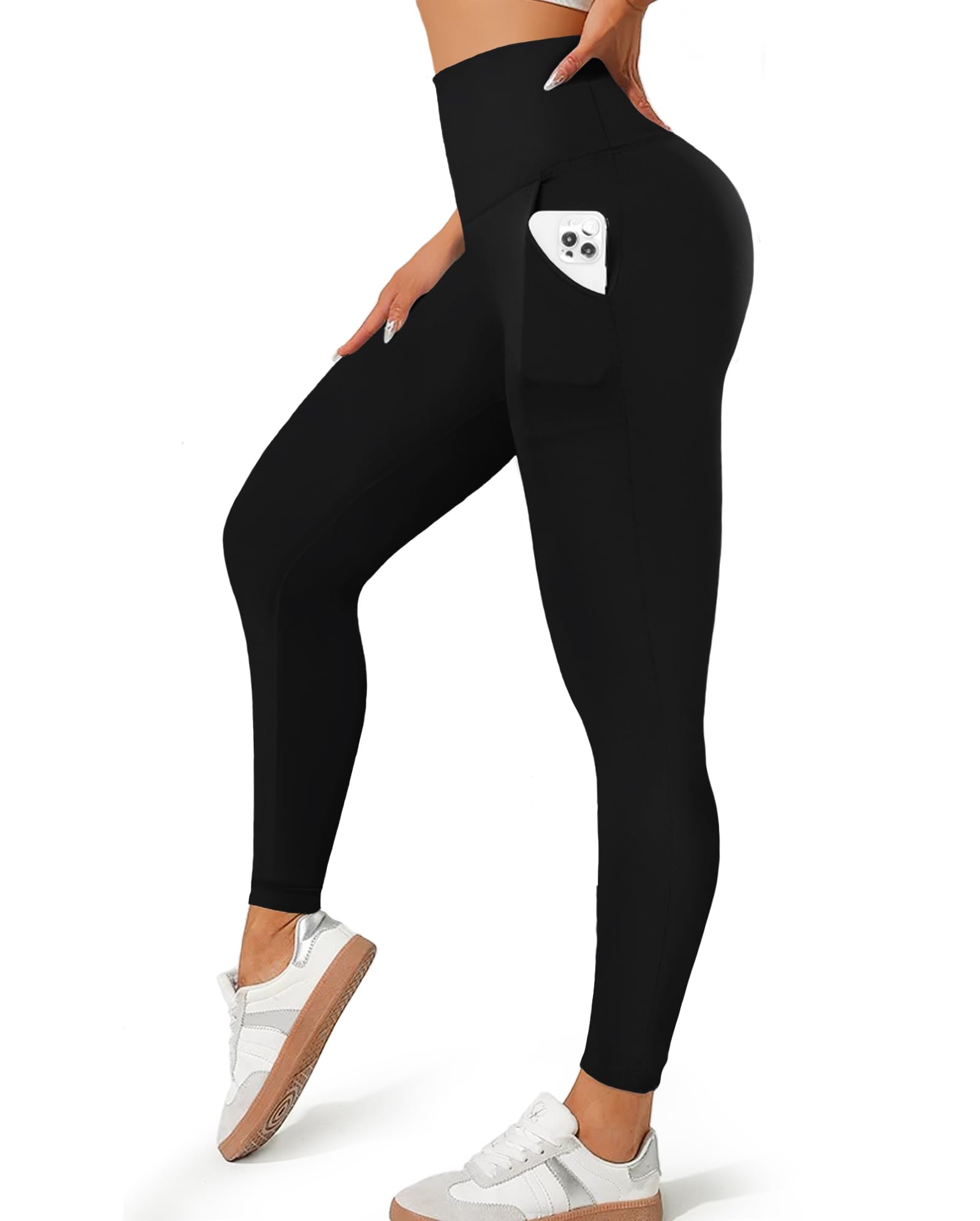 MOREFEEL Leggings with Pockets for Women, High Waisted Tummy Control Workout Hip Lift Yoga Pants Activewear