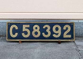 Amazon.co.jp: 蒸気機関車 C58392 砲金 ナンバープレート（78.7×22.2