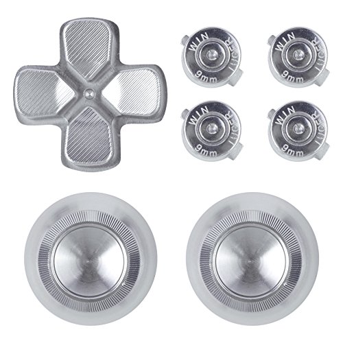 eXtremeRate Silver Aluminum Analog Thumbsticks & Bullet Buttons & D-pad Replacements Kits Metal Buttons for ps4 Slim Pro Controller eXtremeRate Silver Aluminum Analog Thumbsticks & Bullet Buttons & D-pad Replacements Kits Metal Buttons for ps4 Slim Pro Controller