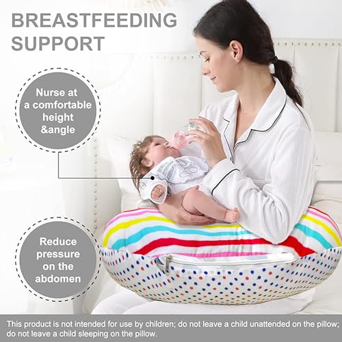 Image of VParents Multipurpose Baby Feeding Nursing Cum Maternity Pillow for New Born Cotton, Recommended for Maternity, Nursing, Medical Mite (Stripes) 110494