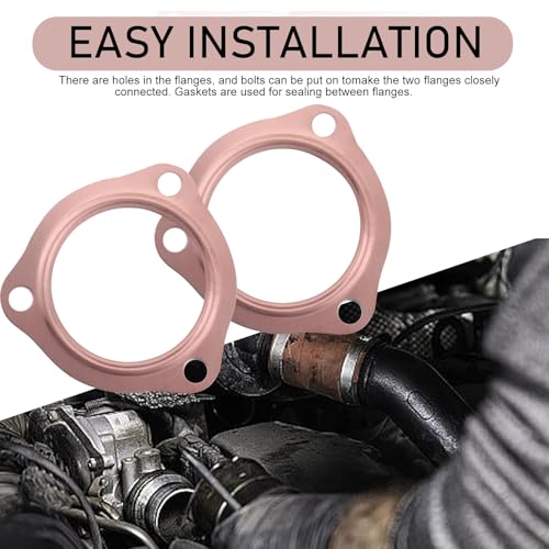 Image of ijuicy 2 PCS Car Exhaust Gaskets, 2.5 inch Copper Exhaust Manifold Gasket, 3-Bolt Standard Exhaust Pipe Gasket, Ultra Seal Exhaust Flange Gasket, Compatible with Chevrolet SBC BBC 302 305 454 (Gold)