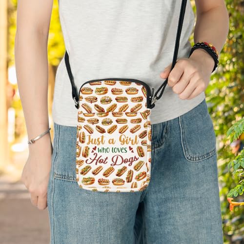 LEVLO Hot Dogs Crossbody Bag Food Lover Gift Just A Girl Who Loves Hot Dogs Shoulder Bag Hot Dogs Lover Merchandise4
