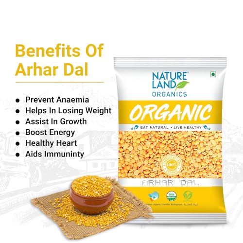 Image of Natureland Organics Moong Dal Yellow /Split Washed 500 Gm - Organic Healthy Pulses & Natureland Organics Arhar /Toor Dal 500 Gm - Organic Healthy Pulses