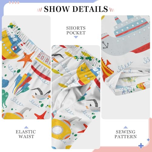 ZZXXB Marine Submarine Boys Long Pants Soft Trousers Elastic Waist Kids Lounge Bottoms with Pockets S-XL4