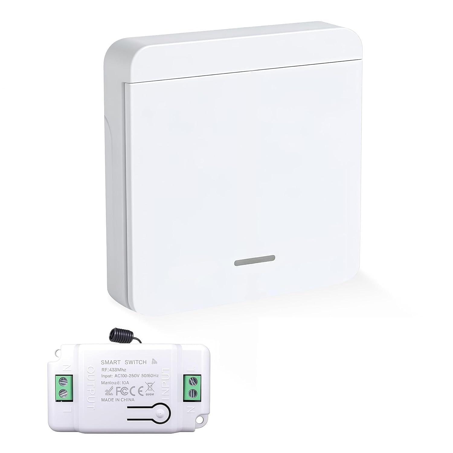 Zestaw przełączników bezprzewodowych 433 MHz do sterowania lampami do 2000 W, zasięg 70 m, łatwa instalacja bez okablowania, bezprzewodowy z odbiornikiem 10 A, bezprzewodowy przełącznik ścienny