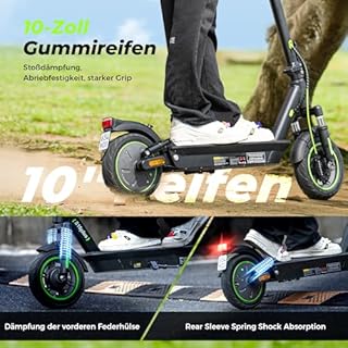 E Roller mit Straßenzulassung, Max 60KM Reichweite E Scooter mit Blinker, 10 Zoll Elektroroller mit Dämpfung und APP, Faltbarer Elektro Scooter bis 120KG, 500W Elektro Roller Erwachsene für Pendeln