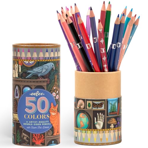 Crayons de couleur double face eeBoo 50 couleurs gain de place dessin