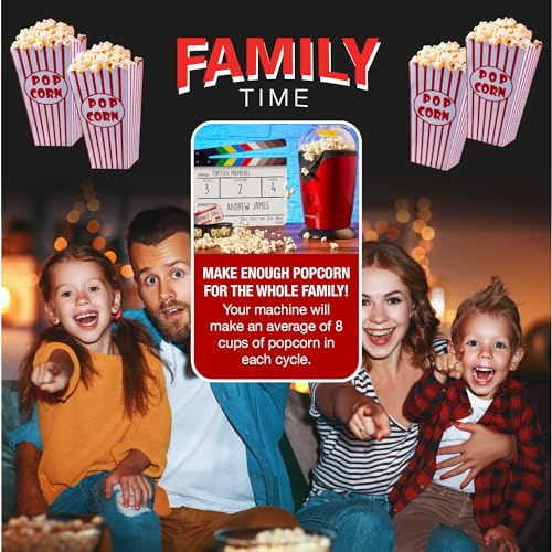 Andrew James Air Popcorn Maker Machine with 8 Reusable Popcorn Boxes - Image 4