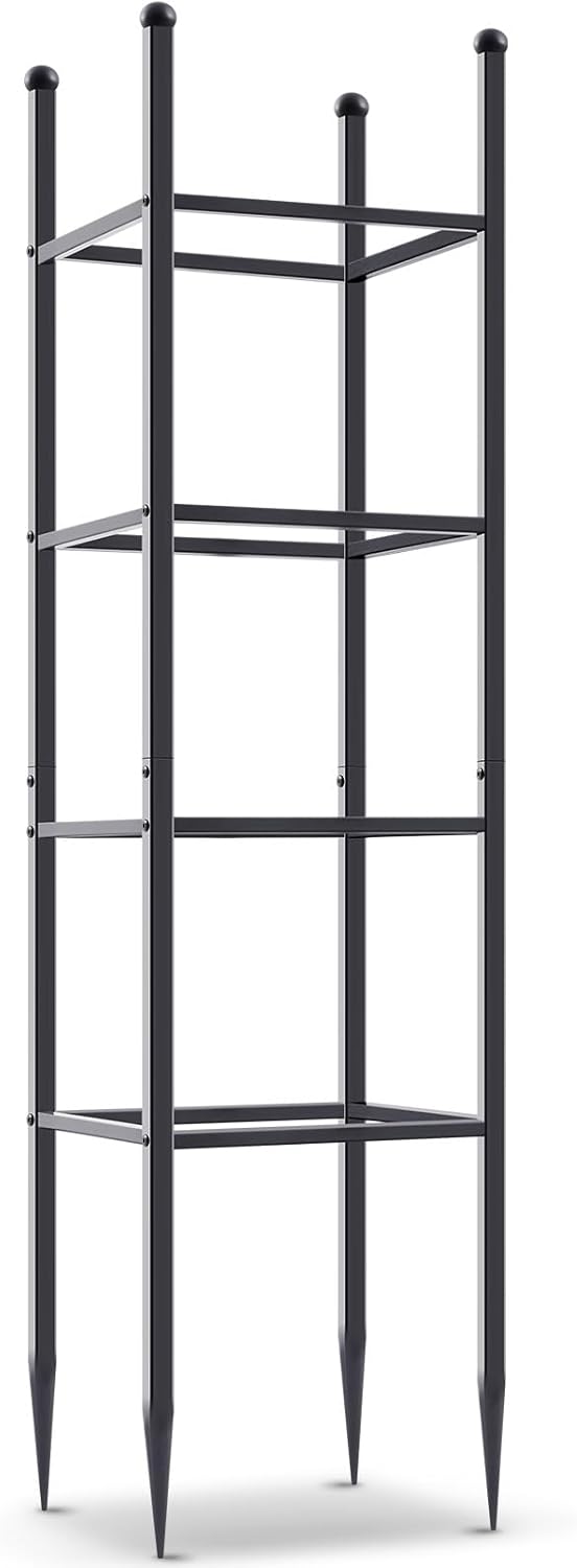 5ft Metal Garden Trellis for Climbing Plants, Large Square Obelisk Plant Support Tower for Rose, Clematis, Vines, Outdoor Garden Decoration