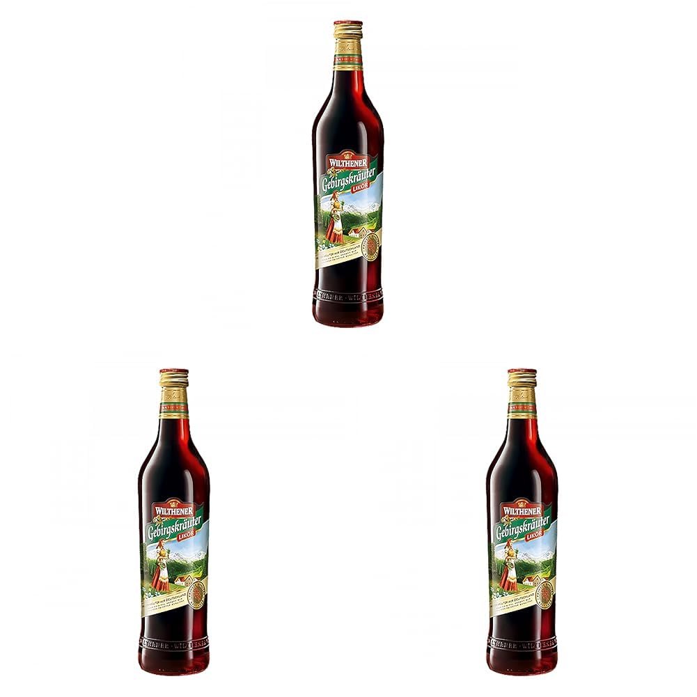 WILTHENER Gebirgskräuter I Herzhafter milder Kräuterlikör I 30% vol. I 0,7 l (Packung mit 3)