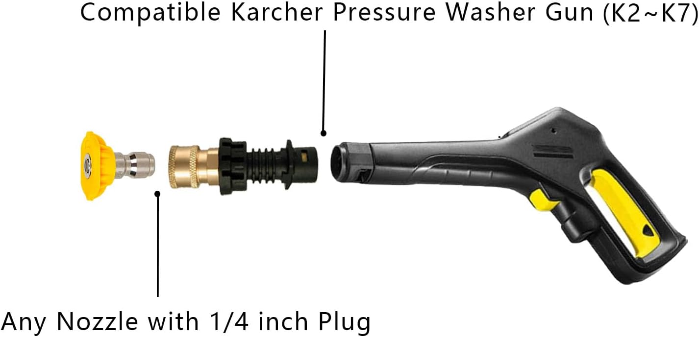 MINGOU Pressure Washer Gun Adapter with 1/4" Quick Connect Fitting Compatible Karcher K2, K3, K4, K5, K6, K7