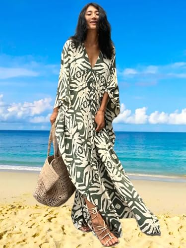 Kaftan Dresses for Women Ethnic Boho Print swim cover up Plus Size Beach Cover Up Caftans3