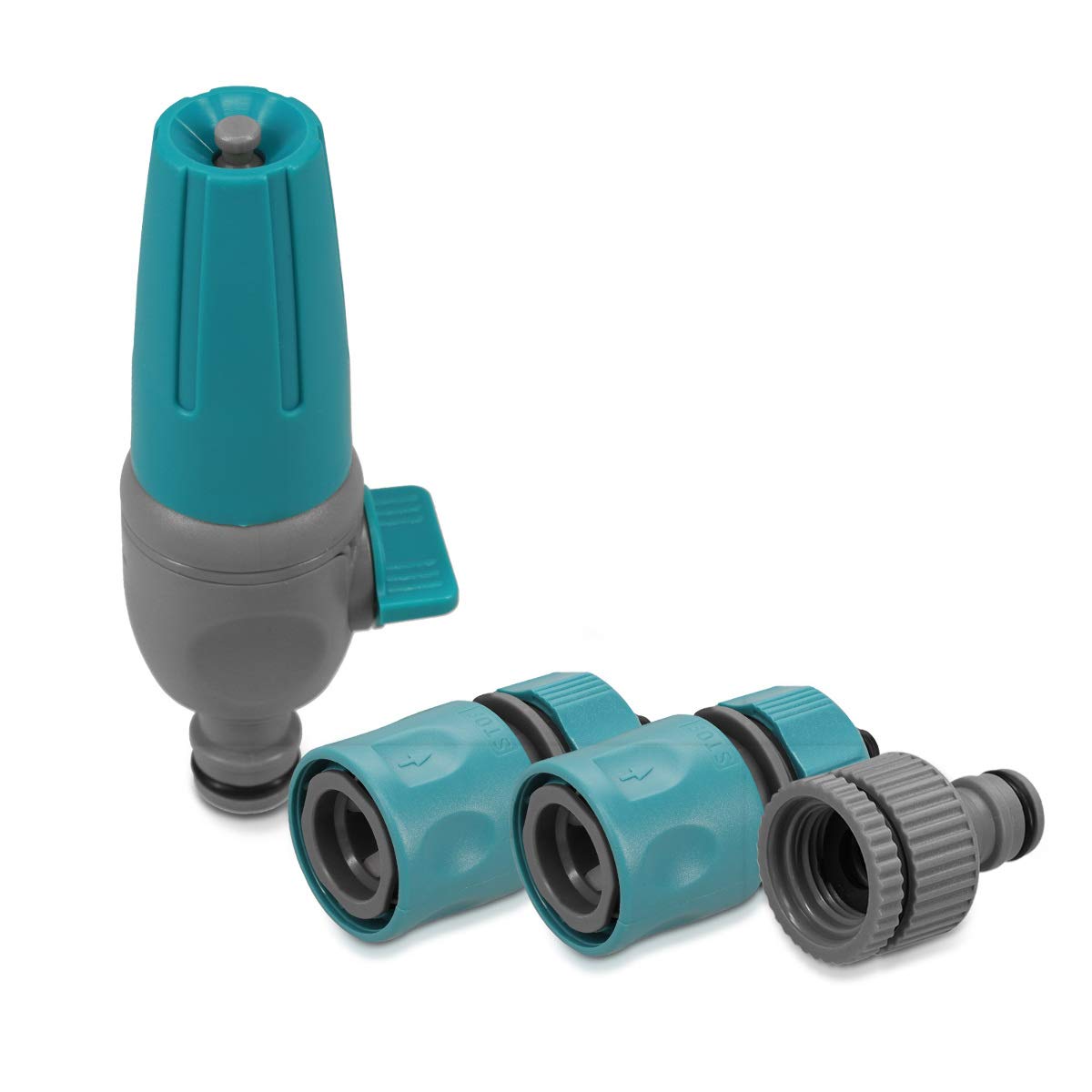 Navaris Men's Grey Garden Hose Pipe Connector - Set Of 4 Garden Hose Connectors, Outside Tap Kit, Hose Pipe Attacht, Garden House Set, Hosepipe Nozzle