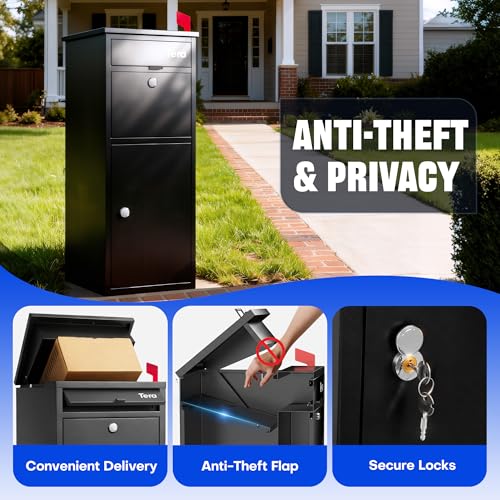 Tera Package Delivery Boxes for Outside: No Assembly Needed 37" x 17" x 17" Large Anti-Theft Parcel Drop Box with Mailbox Waterproof Deliveries Box Outdoor with Lock for Home Yard Porch Curbside by Tera - Image 2