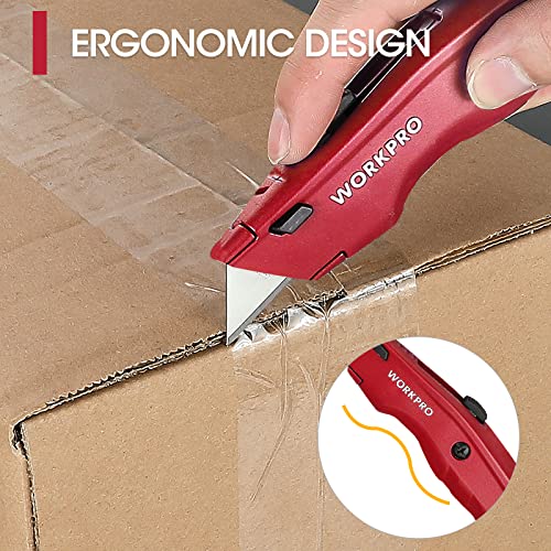 image for WORKPRO Premium Utility Knife, Retractable All Metal Heavy Duty Box Cu