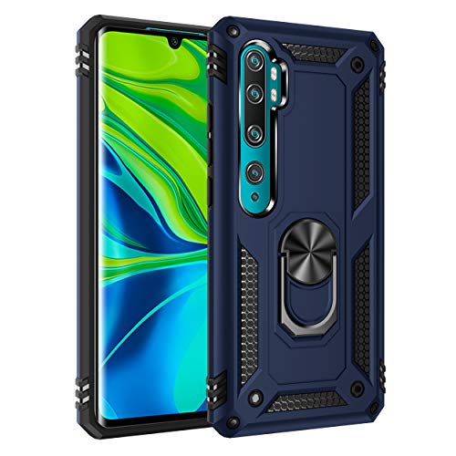 Dedux Cover Xiaomi Mi Note 10/10 Pro [Tough Armor Series] Robusto pannello posteriore PC antigraffio + Paraurti antiurto TPU + pratico cavalletto. Blu navy