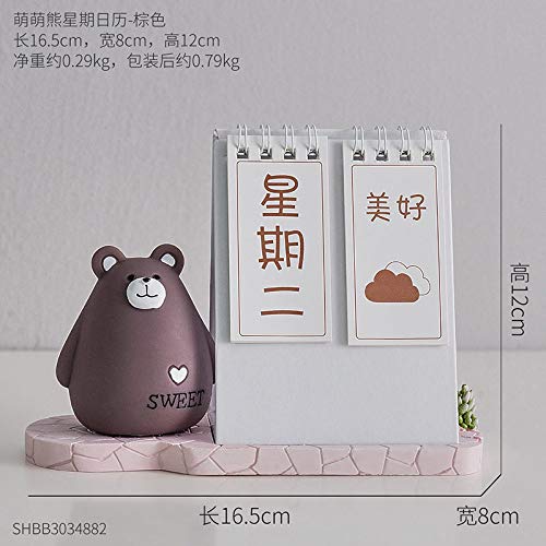 Piccola Statua,Carino Creativo Semplice Resina Orso Calendario da Scrivania Statua Belle Piccole Figure Artigianato per Auto Home Scrivania Scaffale Decor Famiglia Coppie da Collezione Art Gift, Marr