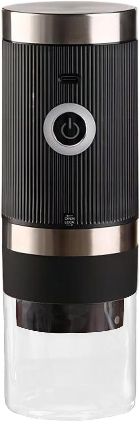 Conical Burr Grinder, USB Electric Coffee Mill, Rechargeable Portable Grinding Device System, Precision Bean Grinding Mechanism Unit, Compact Travel Brewing Design Style, Grinder for Daily Use