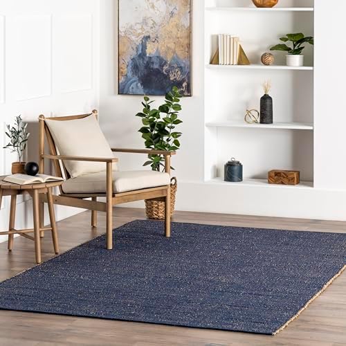 Amazon.com: nuLOOM 2x3 Elfriede Jute & Cotton Hand Woven Area Rug, Blue