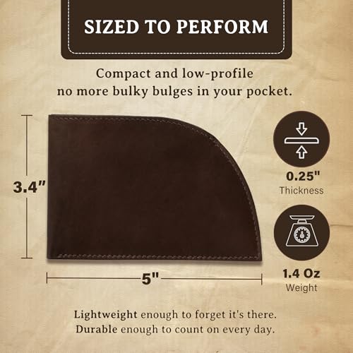 Curved Front-Pocket Wallet - Front Pocket Wallets for Men w/ 3 Card Slots, Plastic ID Card Slot, Stash Pocket, Billfold Section & More - Classic Leather Wallets for Men (Brown)3