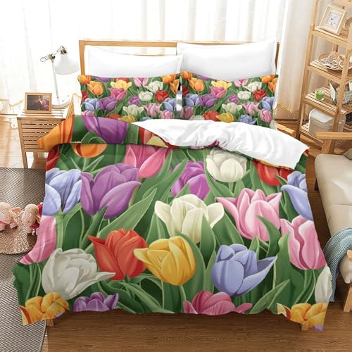 Housse de couette imprimé tropical microfibre hypoallergénique king size