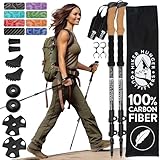 Hiker Hunger Carbon Fiber Trekking Poles | Collapsible Walking Sticks for Travel | Walking Poles for Women | Hiking Poles for Men | Hiking Sticks | Walking Stick - Black Cork