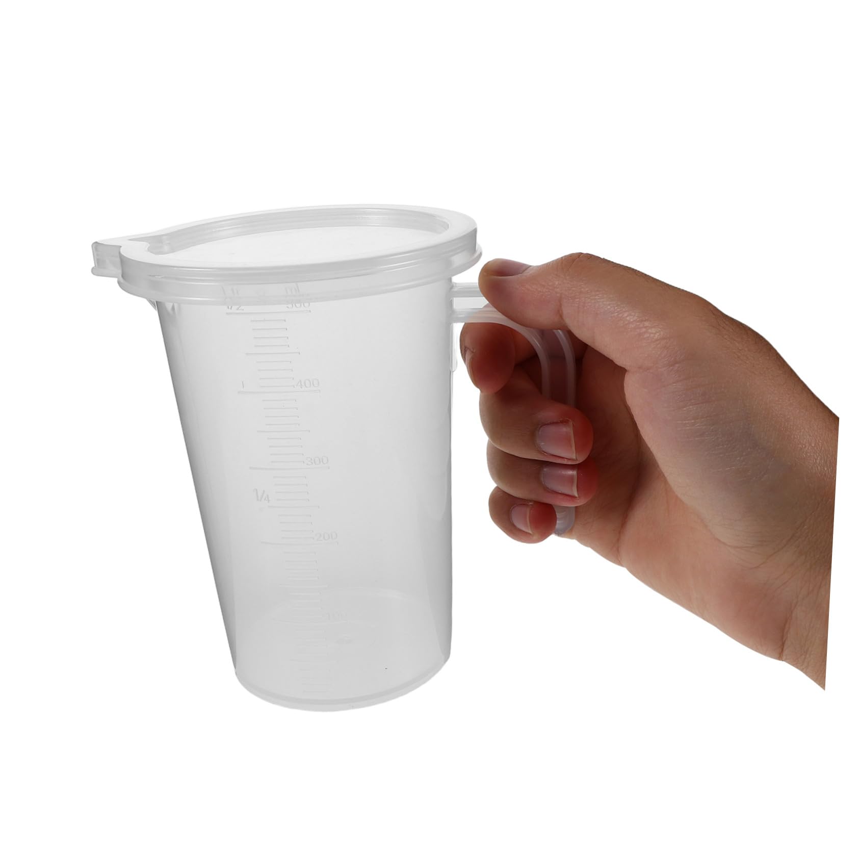 COLLBATH 6 Piezas Vasos Medidores Plásticos con Tapa y Asa Jarra Graduada Transparente para Cocina Repostería y Preparación de Alimentos Fácil de Limpiar y Multiuso