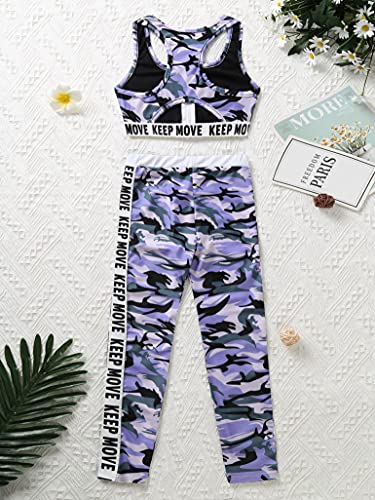 Kids Girls Workout Clothes 2Pcs Crop Tops with Athletic Leggings Gymnastics Dance Tumbling Outfits4
