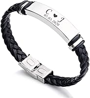 Personalized Engraved Leather Men's Bracelet - Custom Monogram Gift for Dad, Husband, Boyfriend | Birthday, Father's Day, Wedding