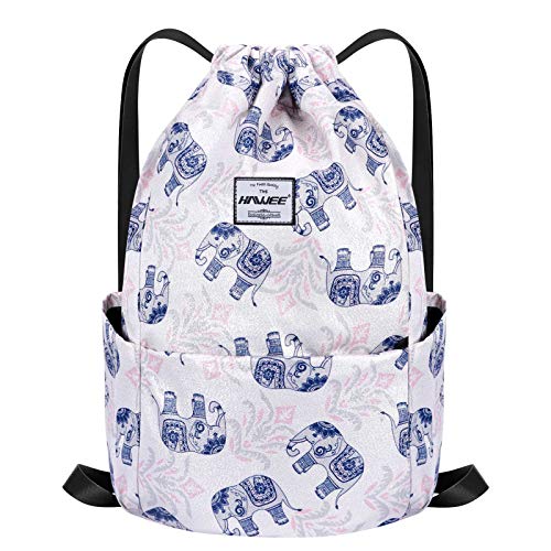 HAWEE Impermeable Casual Mochila con Cordón Grande Deporte Bolso de Gimnasia Mochila de Cuerda Unisex para Mujer Hombre Vida Cotidiana Aire Libre Yoga Escuela Playa Nadar