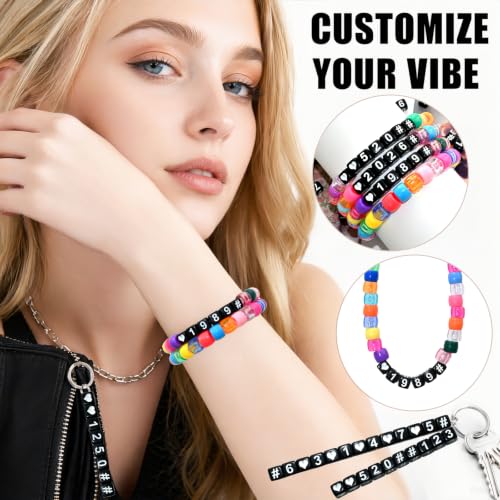 Image of Amaney 400pcs Black Acrylic Number Beads 6x6mm Mixed Number Beads Acrylic Plastic Cube Shape Loose Beads