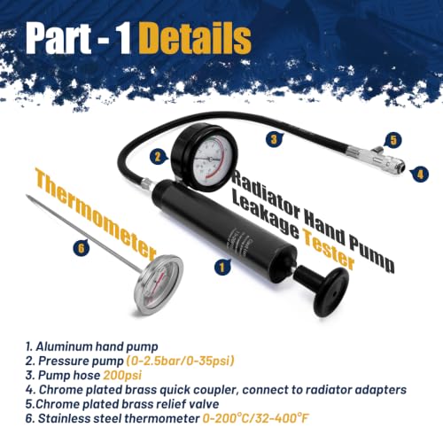 Image of 28pcs Radiator Pressure Tester Kit, Coolant Vacuum Refill Kit