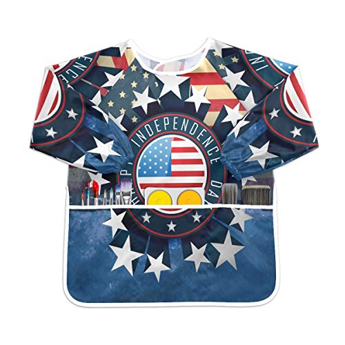 アメリカ星条旗幼児の子供のエプロン防水絵画アーティストのよだれかけのスモック、年齢1-6のための子供の芸術のスモック